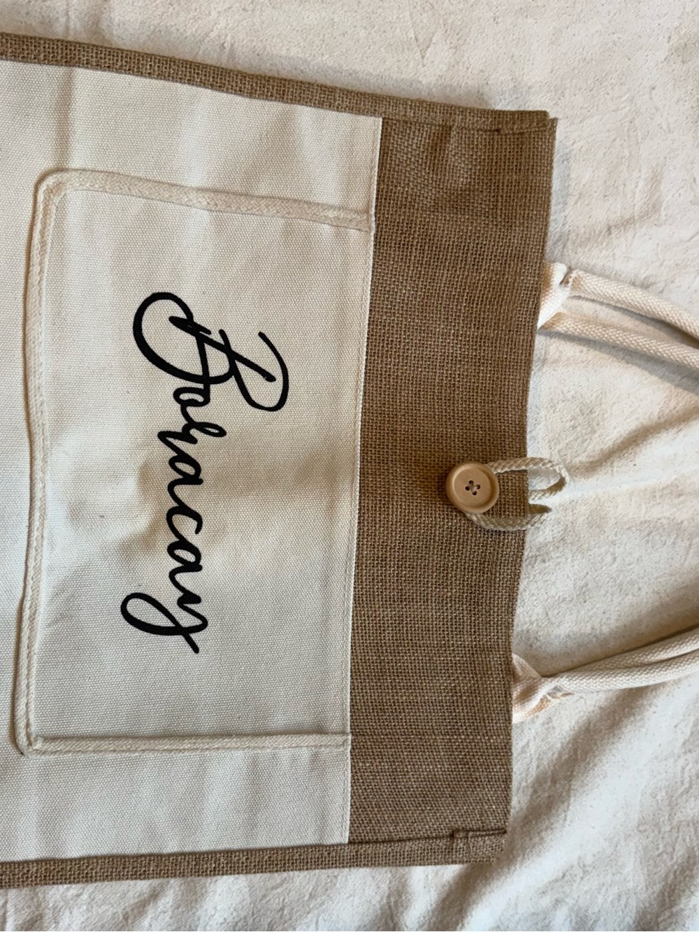 Canvas & Jute Tote Bag in Natural